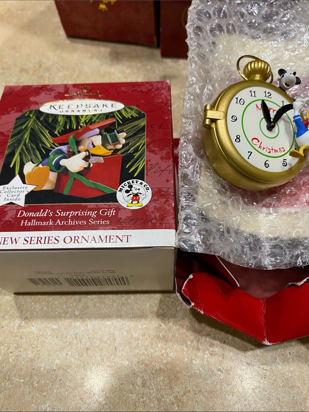 1997 Donald Duck & 2002  Mickey Pocket watch Keepsake Ornaments-Disney- 1 Is NEW